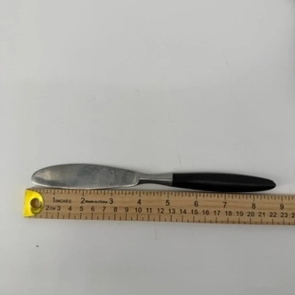 Vintage Formal Japan Stainless MCM Black Tapered Handle Knife and Fork Set 2pc